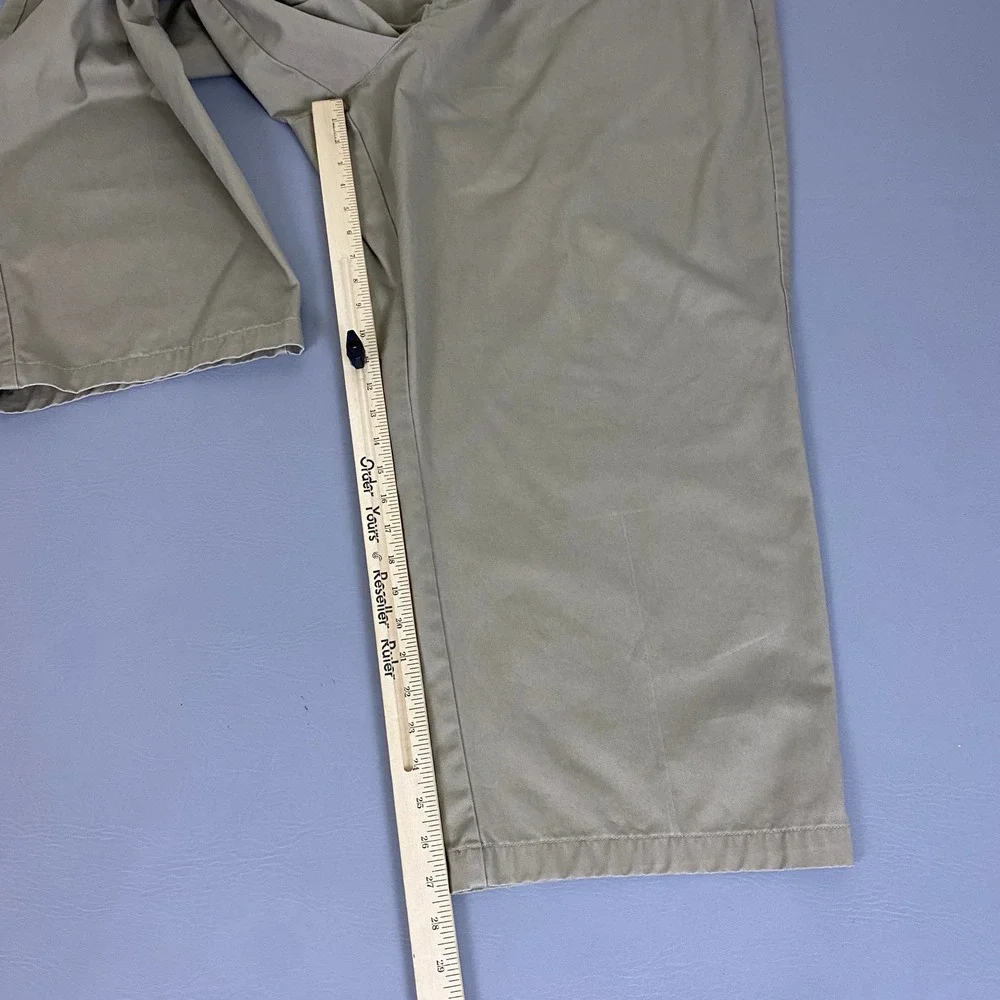 Basic Editions Pants Men's Size 50x29 Tan Khaki Pleated Chino Relaxed Fit Cotton